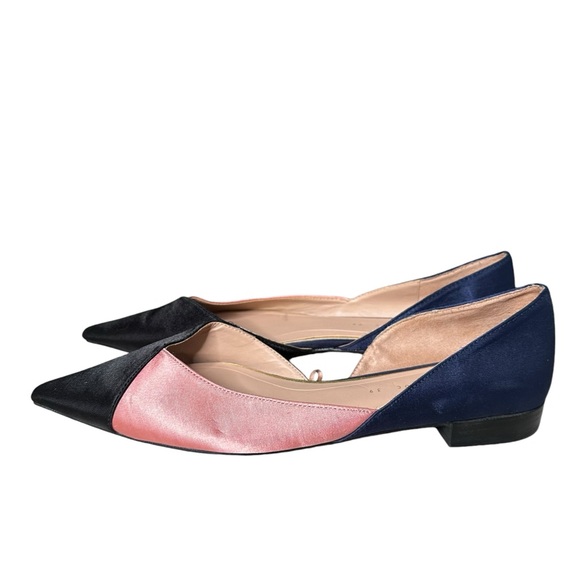Zara Trafaluc Colorblock Satin Pointed Toe Flats Black Pink Blue Size 39 US 8 - Picture 4 of 14